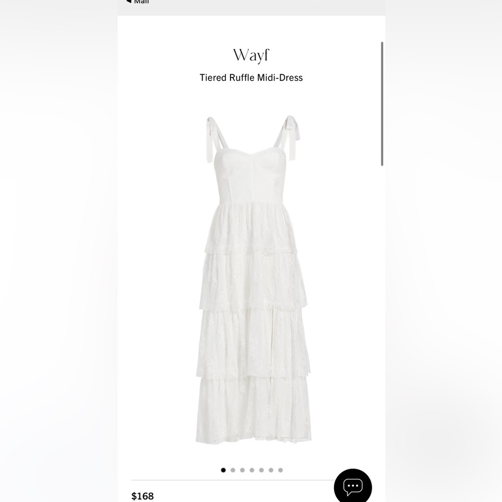 WAYF tiered ruffle midi dress white size medium